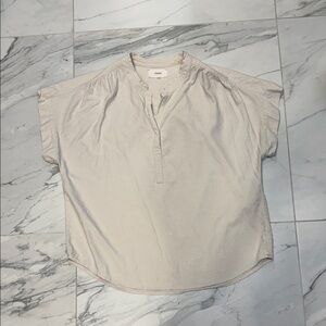 Xirena Beige Short Sleeve Linen Blouse